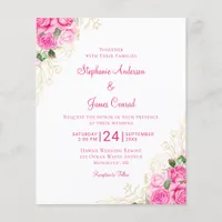 Budget Pink Watercolor Floral Wedding Invitation
