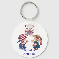 Happy Birthday America Keychain