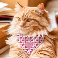 Pink Hearts Cute Custom Name Pet Bandana Collar