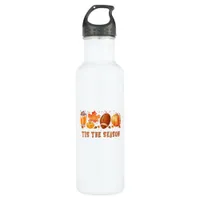 Tis The Season Leopard Football Halloween Fall Stainless Steel Water Bottle