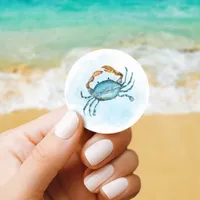 Beach Watercolor Crab  Classic Round Sticker