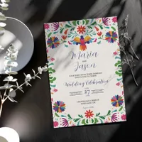 Mexican Folk Art Colorful Floral Fiesta Wedding Invitation