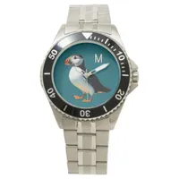 Atlantic Puffin Coastal Wildlife Sea Bird Monogram Watch