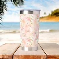 Abstract Watercolor Small Peach Pink Flowers Insulated Tumbler