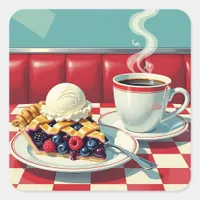 Mixed Berry Pie, Ice Cream and Coffee Square Sticker