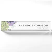 Watercolor Desert Cactus Succulents Desk Name Plate