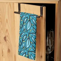 Abstract Blue Leaves Shower Curtain Kitchen Towel