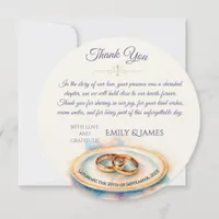 Elegant Watercolor Golden Rose Wedding Rings Thank You Card