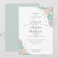 Couple's Shower | Beach Seashells Coral and Teal Invitation
