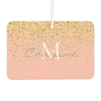 Metallic Gold Glitter Rain +Rose Quartz Monogram Air Freshener