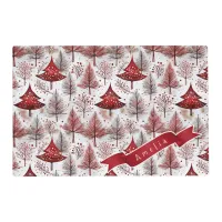 Red White Christmas Tree Pattern#4 ID1009 Placemat