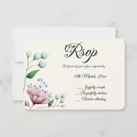 Elegant Floral Wedding Soft Botanical Romance RSVP Card