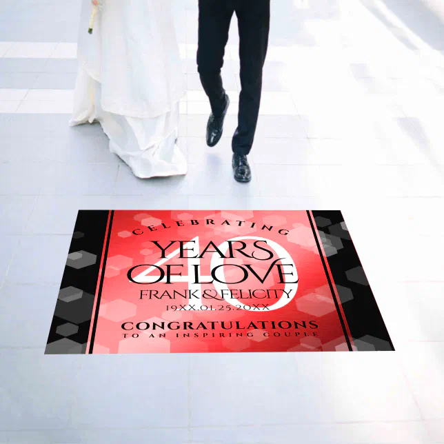 Elegant 40th Ruby Wedding Anniversary Celebration Floor Decals