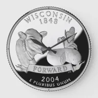 Faux Wisconsin State Quarter Cow Cheese Corn Farm Large Clock