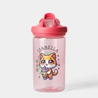 Cute Kawaii Kitten with Bubble Tea Personalized Water Bottle