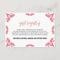 Mexican Talavera Orange Floral Minimalist Wedding Enclosure Card