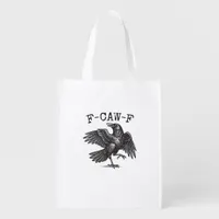 F-Caw-F Crow Pun Funny Bird Cawing Grunge Retro Cl Grocery Bag