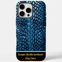 Shiny blue snake skins add artistic texture iPhone 16 pro max case