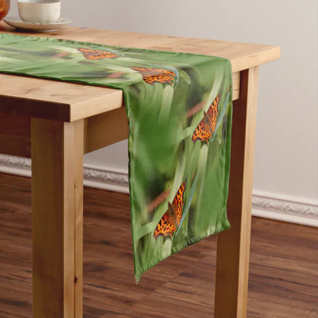 Beautiful Orange Satyr Comma Butterfly Short Table Runner