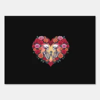 Skeleton Couple Holding Hands Inside A Heart Of Ro Sign