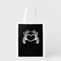 Skeleton Heart Hands Sign Halloween Costume Viral  Grocery Bag