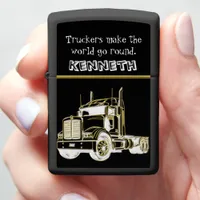 Semi-Truck Golden Digital Illustration Zippo Lighter