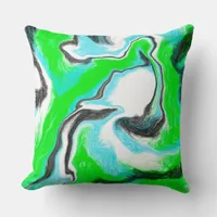 Lime Green and Aqua Blue Bubble Abstract Art Throw Throw Pillow