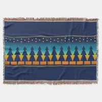 Southwest Sunset Pines Blue Throw Blanket