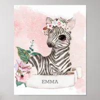 **  EMMA Baby Zebra Nursery Girl Jungle Name Poster