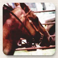 A Barrel Racing Horse Grunge Beverage Coaster