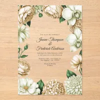 Champagne & Ivory Modern Botanical Wedding Acrylic Invitations