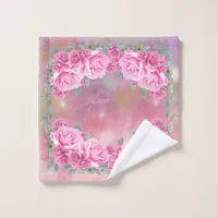 Elegant Feminine Romantic Pink Roses Arrangement  Wash Cloth