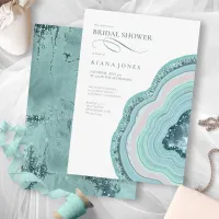 Agate Geode Glitter Bridal Shower Teal ID647 Invitation