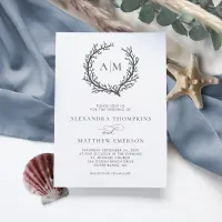 Coral Reef Nautical Dark Gray Minimal Wedding Invitation