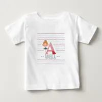 Blush Pink “A” Monogram Ballerina Baby T-Shirt