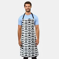 Moustache Black And White Fun Pattern Apron