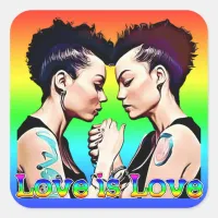 Love is Love Lesbian Pride Square Sticker