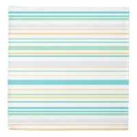 Blue White green Beach coastal stripes Duvet Cover