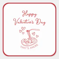 Happy Valentine's Day Simple That's Amore Red Square Sticker