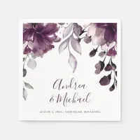 Wedding Purple Watercolor Floral Garden Hanging Napkins