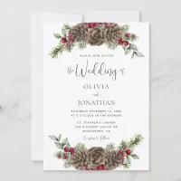 Watercolor Winter Botanical Christmas Wedding Invitation