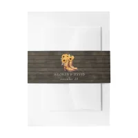 Sunflowers Cowboy Boots Barn Wood Western Wedding Invitation Belly Band