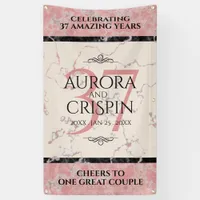 Elegant 37th Alabaster Wedding Anniversary Banner