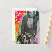 Lady With Two Dogs Collage Postcard