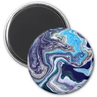 Blue Marble Fluid Art Magnet