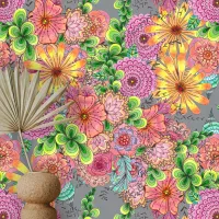 Danse Intricate Colorful Flowers and Foliage Wallpaper