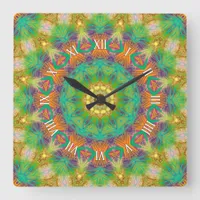 Groovy Tropic Tribal Green Purple Wall Clock