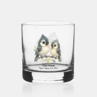 Bold Curious Tufted Titmouse Whiskey Glass
