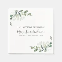 In Loving Memory Eucalyptus Funeral Memorial Wake Napkins