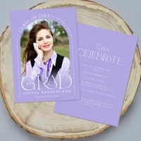 Lavender Modern Minimal Arch Photo Grad Party Invitation